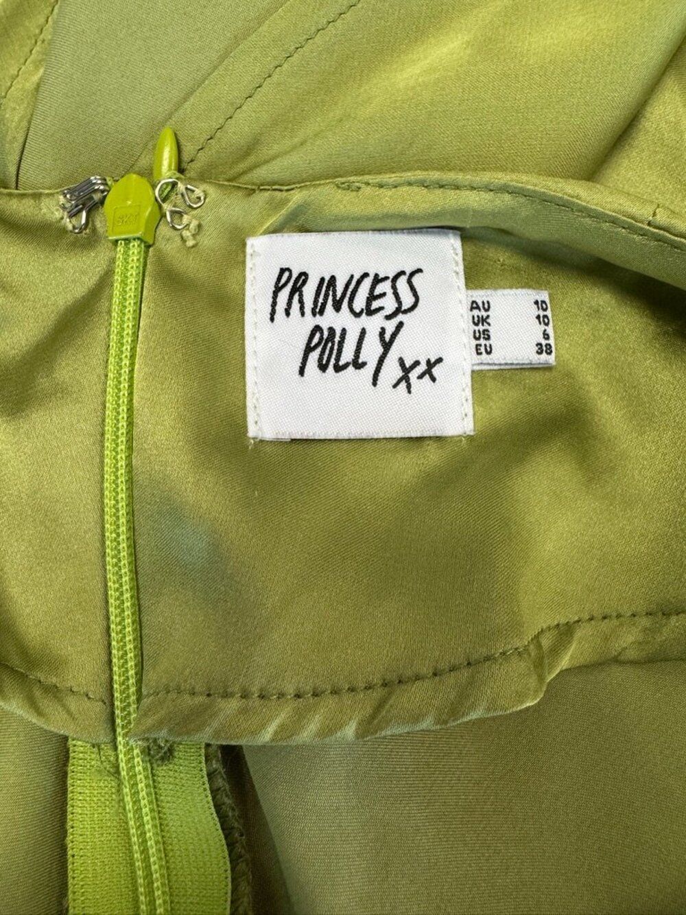 Princess Polly Leyana Maxi Dress Green Satin Size 6 - Picture 6 of 15